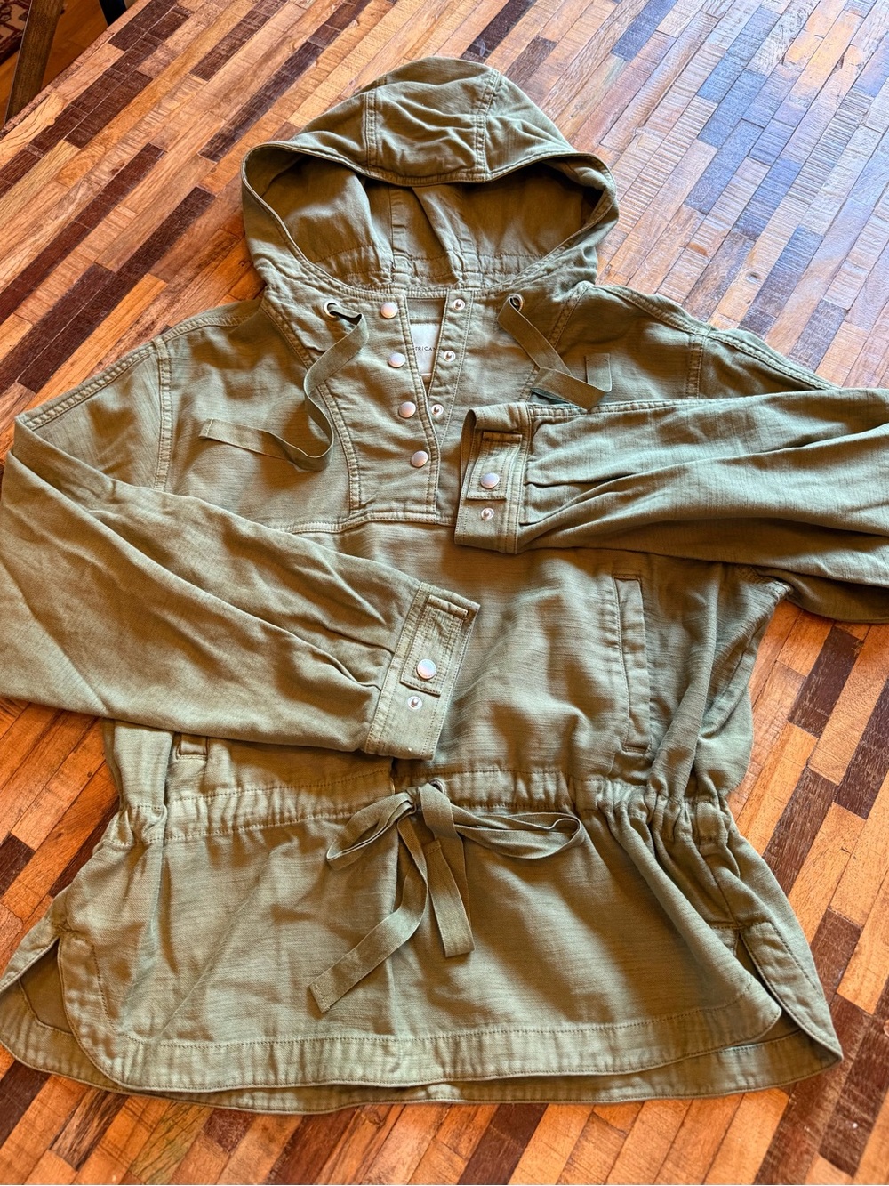 American Eagle Outfitters Olive Green Hooded Pullover Anorak